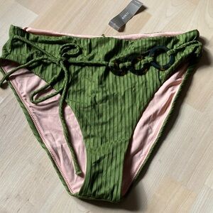 NWT! JCREW high cut Bikini Bottom “canteen green” sz L